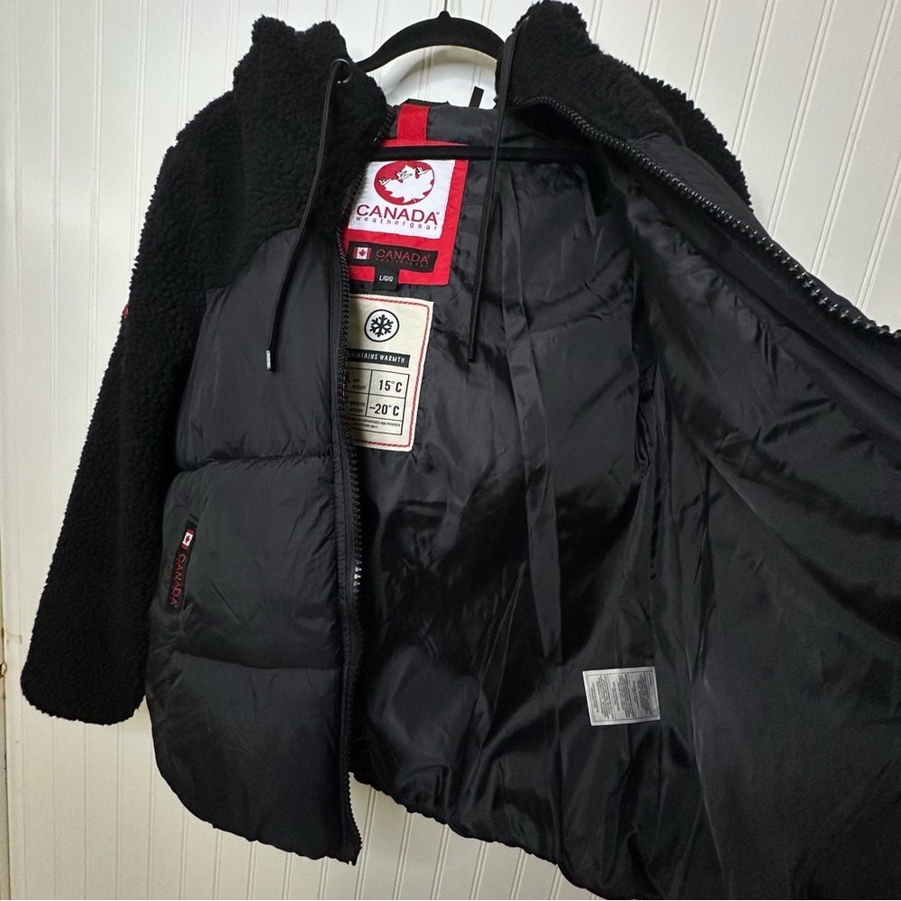 Canadá Weathergear Women's Puffy with Sherpa Hooded Jacket Size Large - Picture 6 of 9